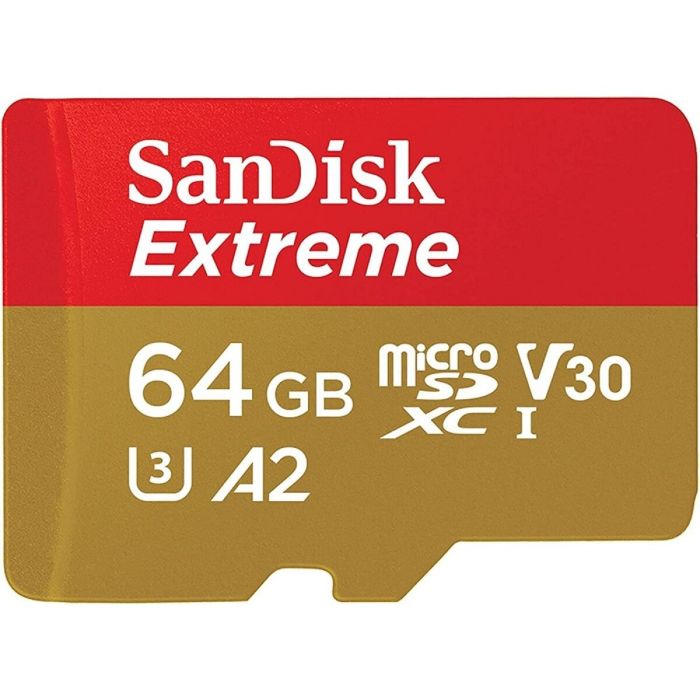 Карта пам'яті microSDXC (UHS-1 U3) SanDisk Extreme A2 64Gb class 10 V30 (R170MB/s,W80MB/s) (adapter SD) (SDSQXAH-064G-GN6MA)
